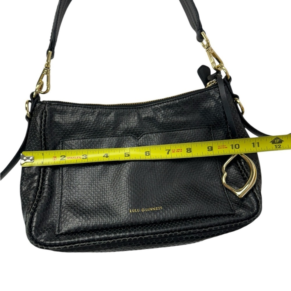 Lulu Guinness BLACK SMALL SNAKE EMBOSSED LEATHER CALLIE CROSSBODY BAG - Picture 10 of 15